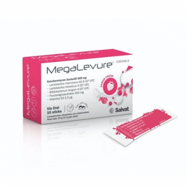 MEGALEVURE SABOR FRESA 10 STICKS