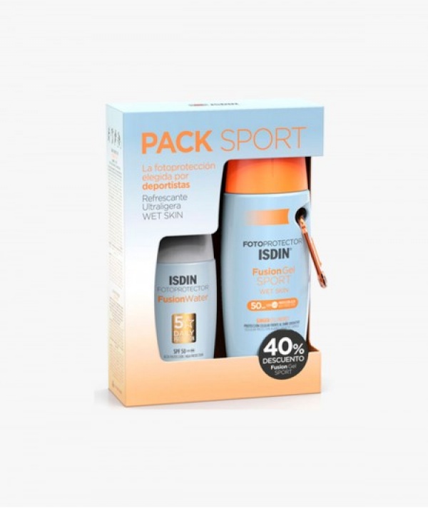 PACK SPORT FOTOPROTECTOR ISDIN FUSION WATER 50+ 50ML + FUSION GEL WET SKIN 50+ 100ML 