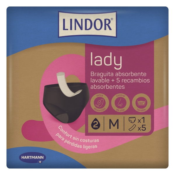 LINDOR LADY BRAGUITA ABSORBENTE LAVABLE + 5 RECAMBIOS TALLA M