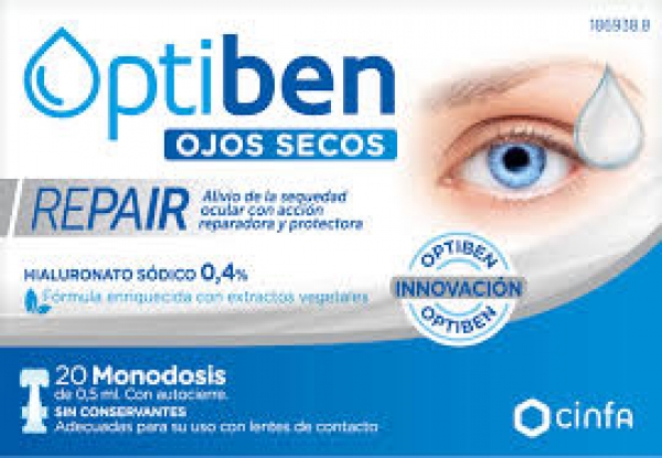 OPTIBEN OJOS SECOS 20 MONODOSIS DE 0.5ML CON AUTOCIERRE