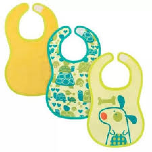 CHICCO SET 3 BABEROS EASY MEAL BIB 6M+