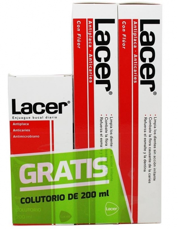 LACER DUPLO PASTA DENTIFRICA 2X125ML GRATIS COLUTORIO 200ML