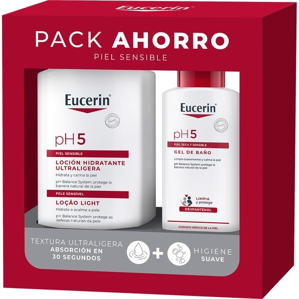 EUCERIN PACK RUTINA LOCION CORPORAL ULTRALIGERA 1L + GEL DE BAÑO 200ML