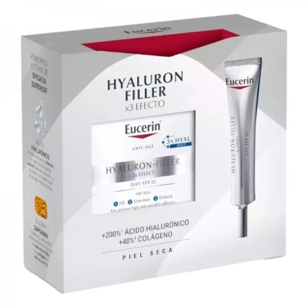 EUCERIN PACK HIALURON FILLER X3 EFECTO PIEL SECA + CONTORNO DE OJOS